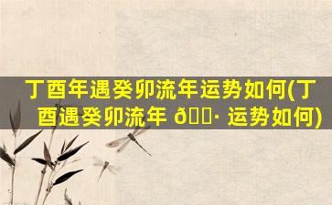 丁酉年遇癸卯流年运势如何(丁酉遇癸卯流年 🌷 运势如何)